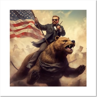 Teddy roosevelt riding 2024 a bear